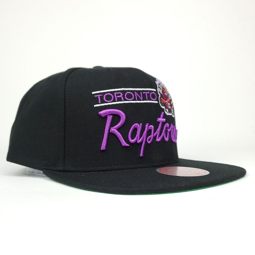 Toronto Raptors Mitchell & Ness NBA Snapback Hat Cap Script 3D Logo Black NWT - Picture 3 of 8